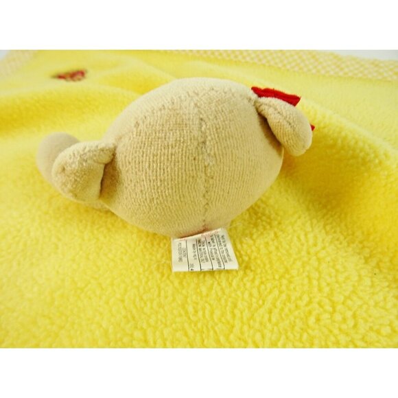 Vintage Lovey Baby Blanket with Plush Bear Head Yellow Fleece - Picture 10 of 12